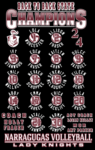 Lady Knights Volleyball T-Shirt 2024 Champions ππ