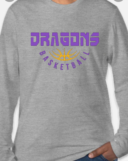 Long Sleeve Tshirt Woodland Dragons Basketball