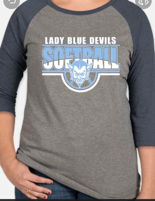 3/4 Length Sleeve Tshirt Calais Blue Devil Softball