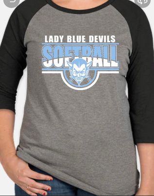 3/4 Length Sleeve Tshirt Calais Blue Devil Softball