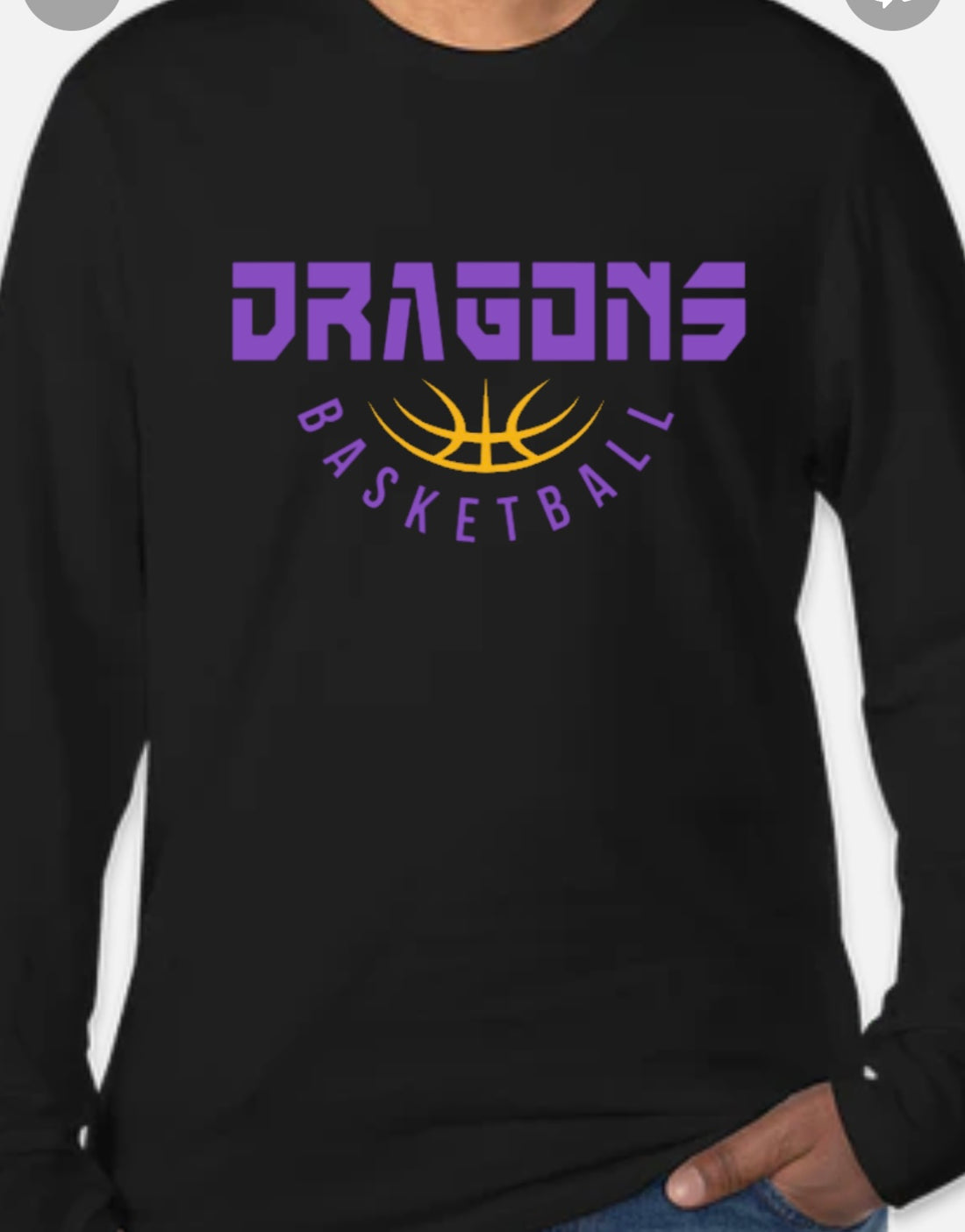 Long Sleeve Tshirt Woodland Dragons Basketball