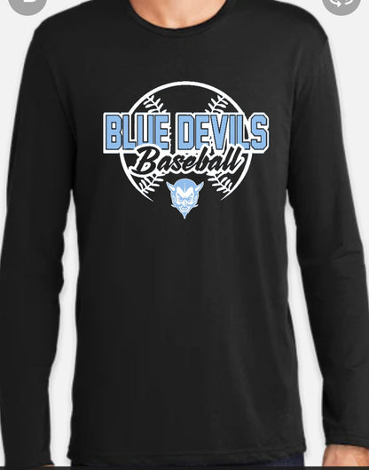 Long Sleeve Tshirt Calais Blue Devil Baseball