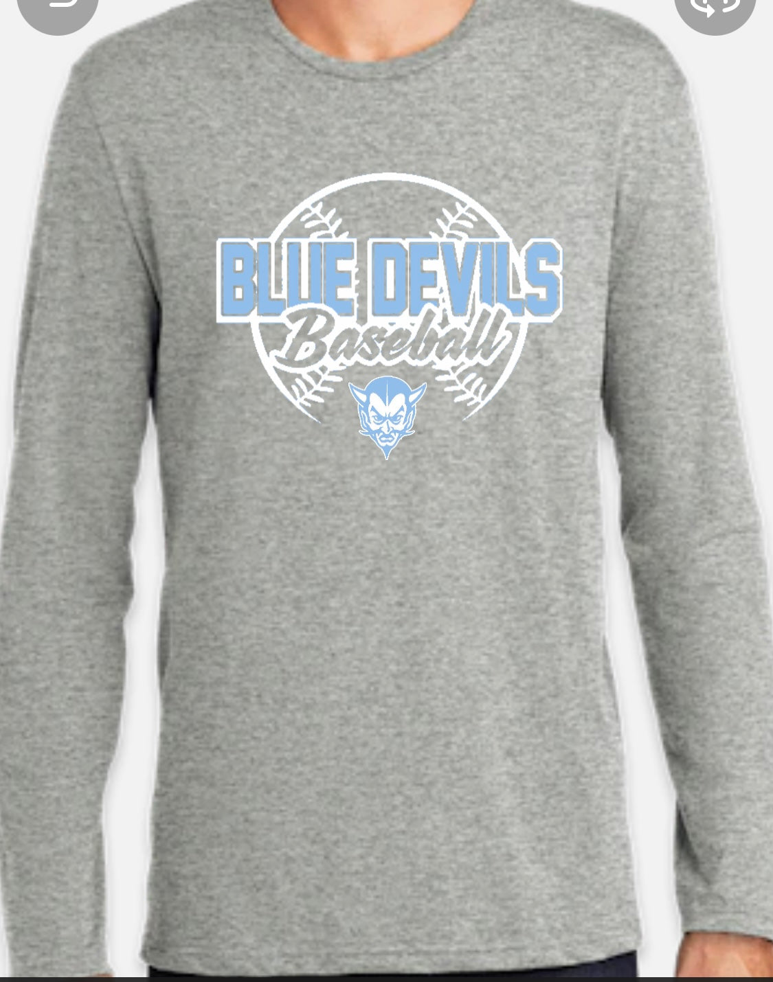 Long Sleeve Tshirt Calais Blue Devil Baseball