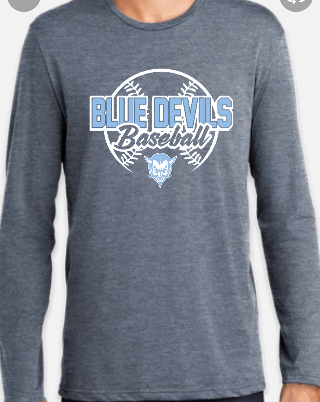 Long Sleeve Tshirt Calais Blue Devil Baseball